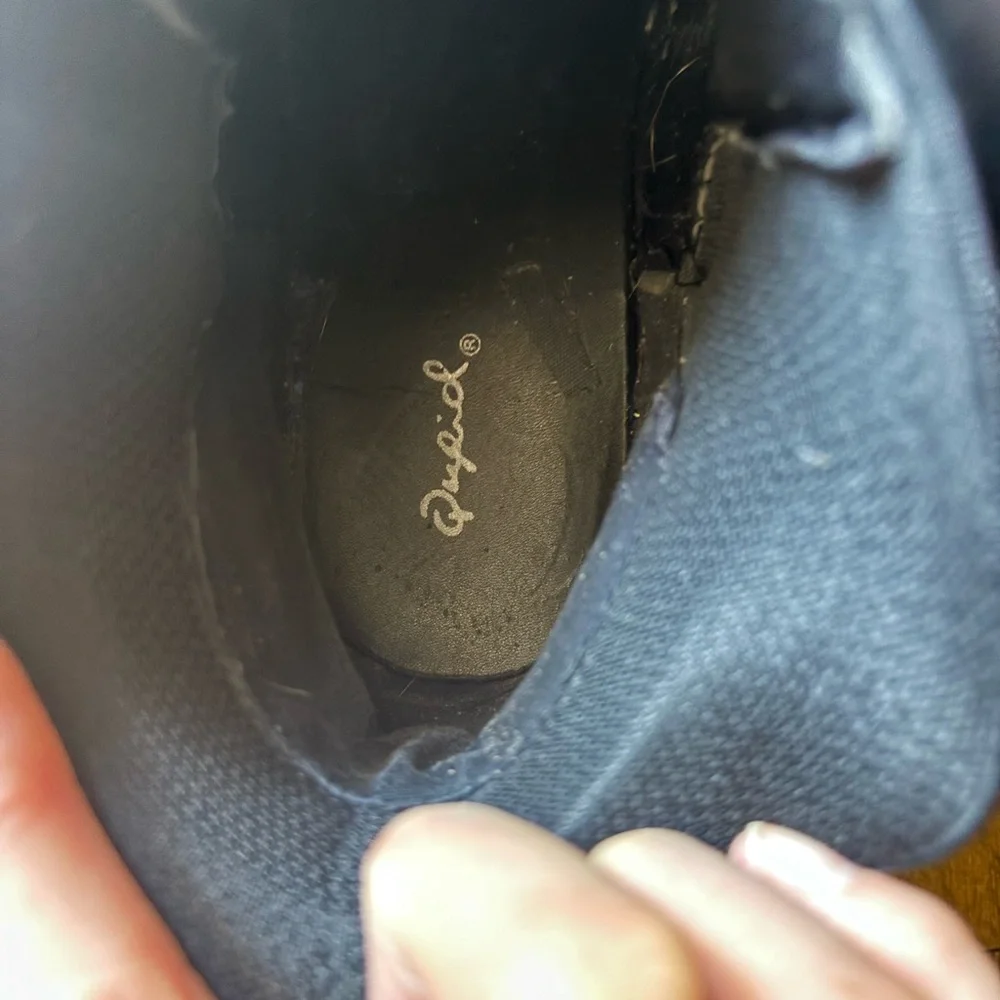 Super Cute Qupid Black Suede Ankle Boots w White Snakeskin Stripe-Size 8 - Picture 11 of 15